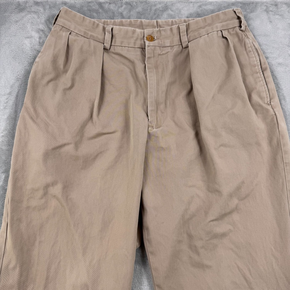 Bills Khakis Pleated Chino Pants Men's 35 Beige Made in USA Cotton Office